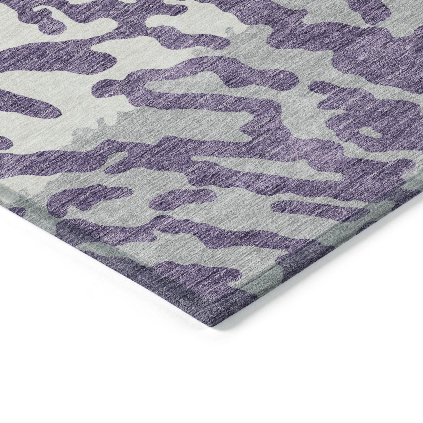 Tabselect Home Line 5' X 8' Purple Gray And Ivory Animal Print Washable Indoor Outdoor Area Rug