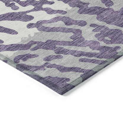 Tabselect Home Line 5' X 8' Purple Gray And Ivory Animal Print Washable Indoor Outdoor Area Rug