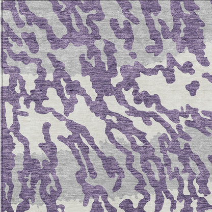 Tabselect Home Line 5' X 8' Purple Gray And Ivory Animal Print Washable Indoor Outdoor Area Rug