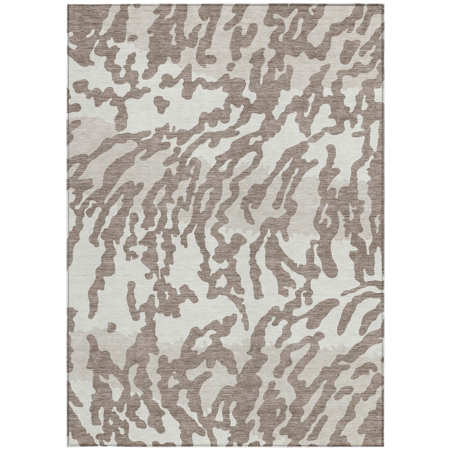 Tabselect Home Line 5' X 8' Taupe Brown And Ivory Animal Print Washable Indoor Outdoor Area Rug