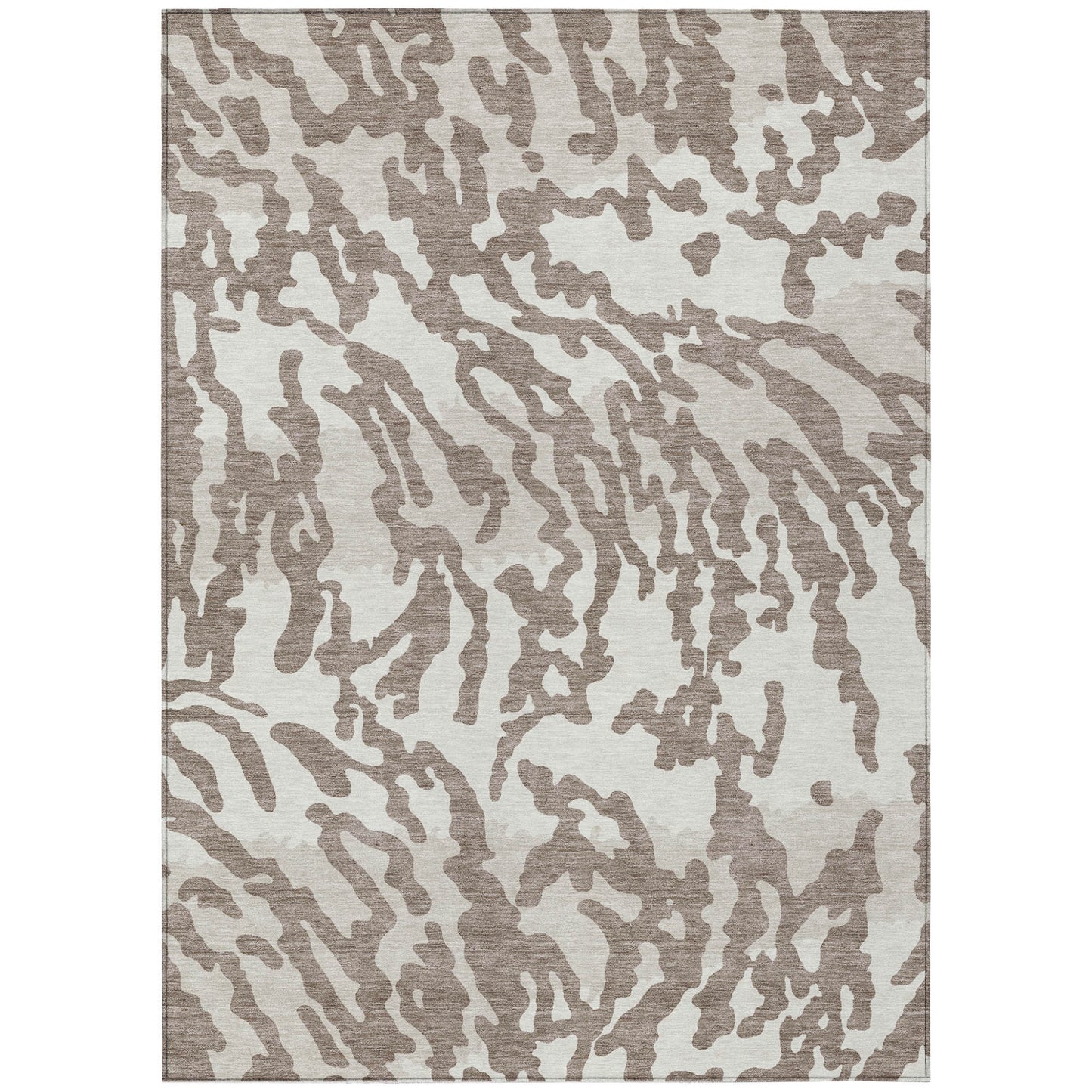 Tabselect Home Line 5' X 8' Taupe Brown And Ivory Animal Print Washable Indoor Outdoor Area Rug