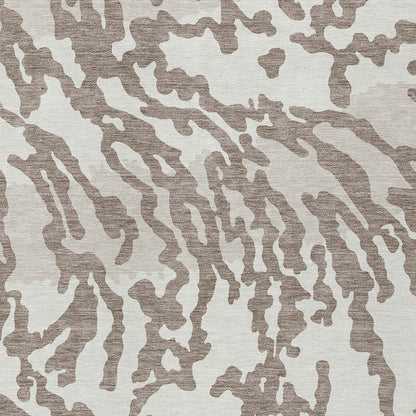 Tabselect Home Line 5' X 8' Taupe Brown And Ivory Animal Print Washable Indoor Outdoor Area Rug