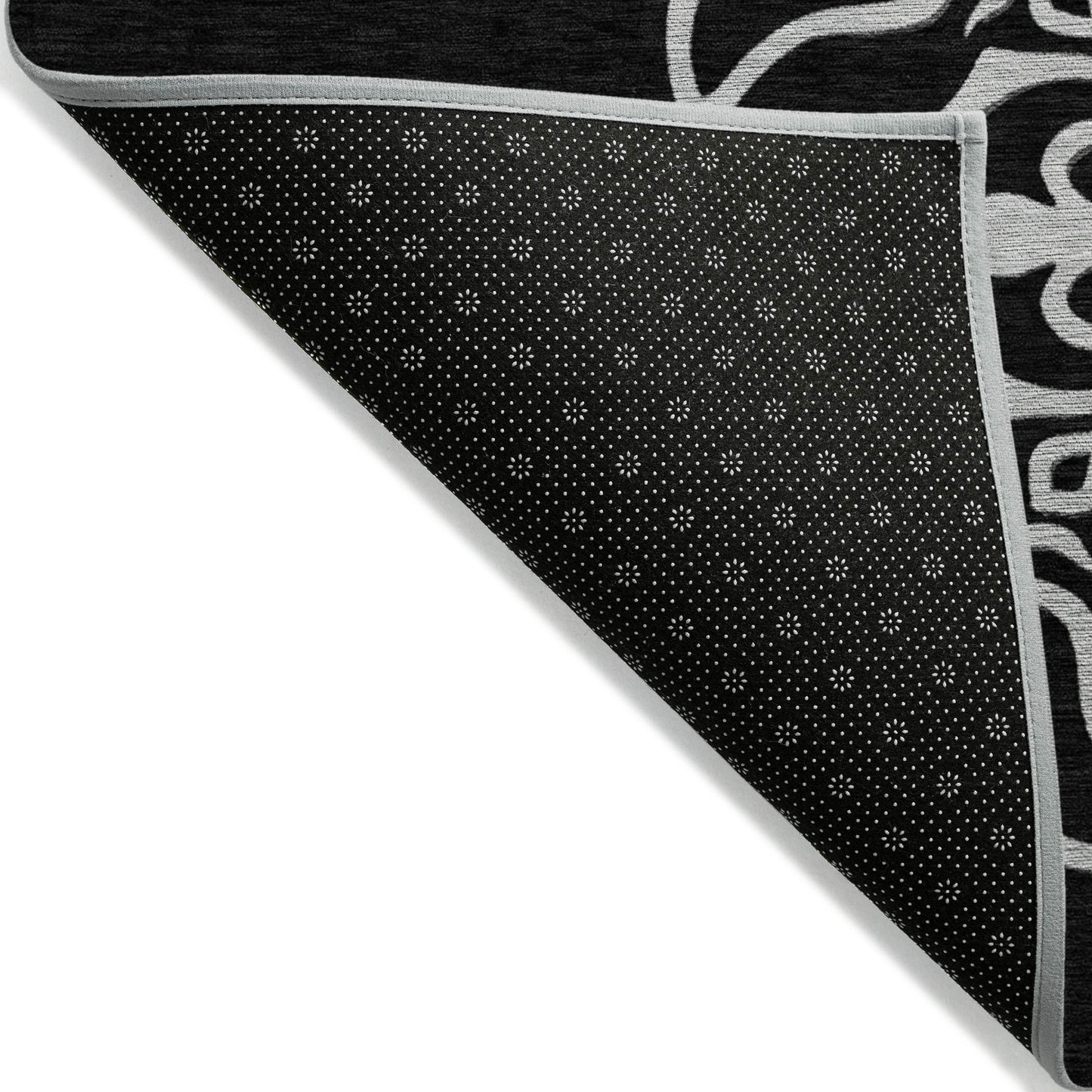 Tabselect Home Line 5' X 8' Black Floral Medallion Washable Indoor Outdoor Area Rug