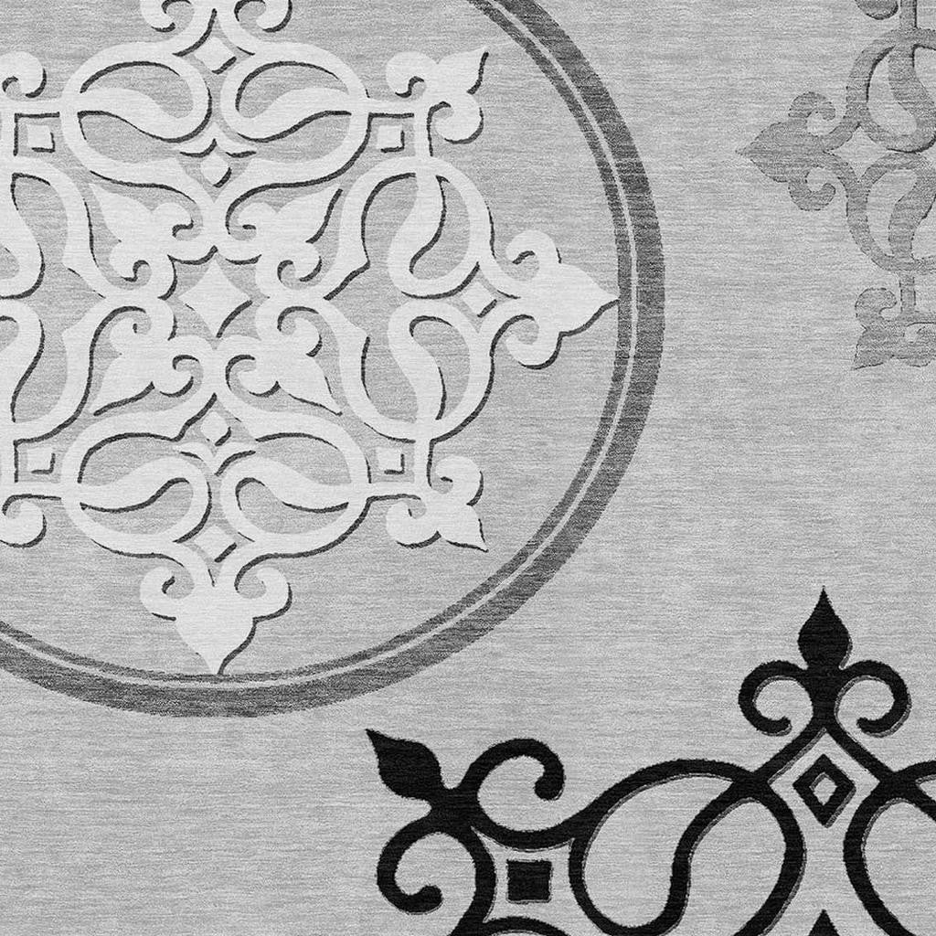 Tabselect Home Line 5' X 8' Gray Floral Medallion Washable Indoor Outdoor Area Rug