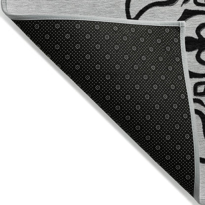 Tabselect Home Line 5' X 8' Gray Floral Medallion Washable Indoor Outdoor Area Rug