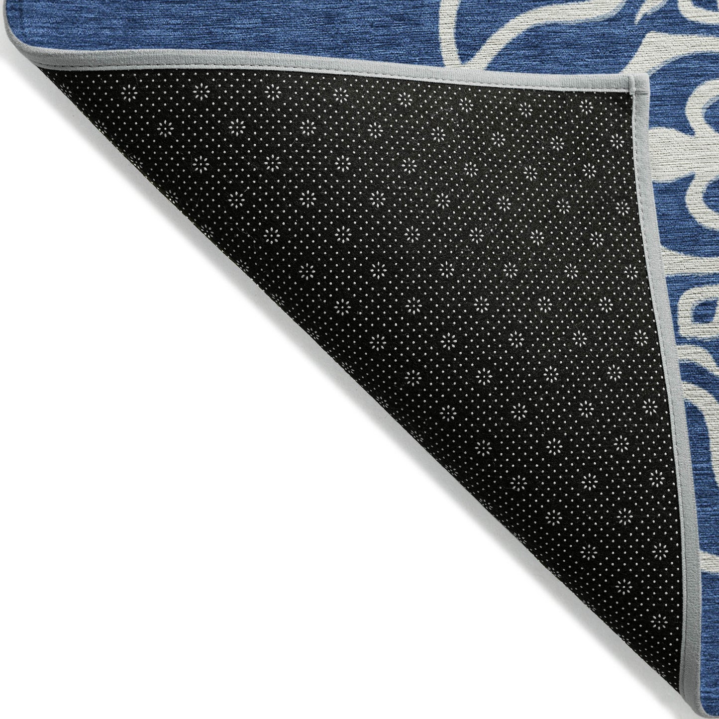 Tabselect Home Line 5' X 8' Navy Blue Floral Medallion Washable Indoor Outdoor Area Rug