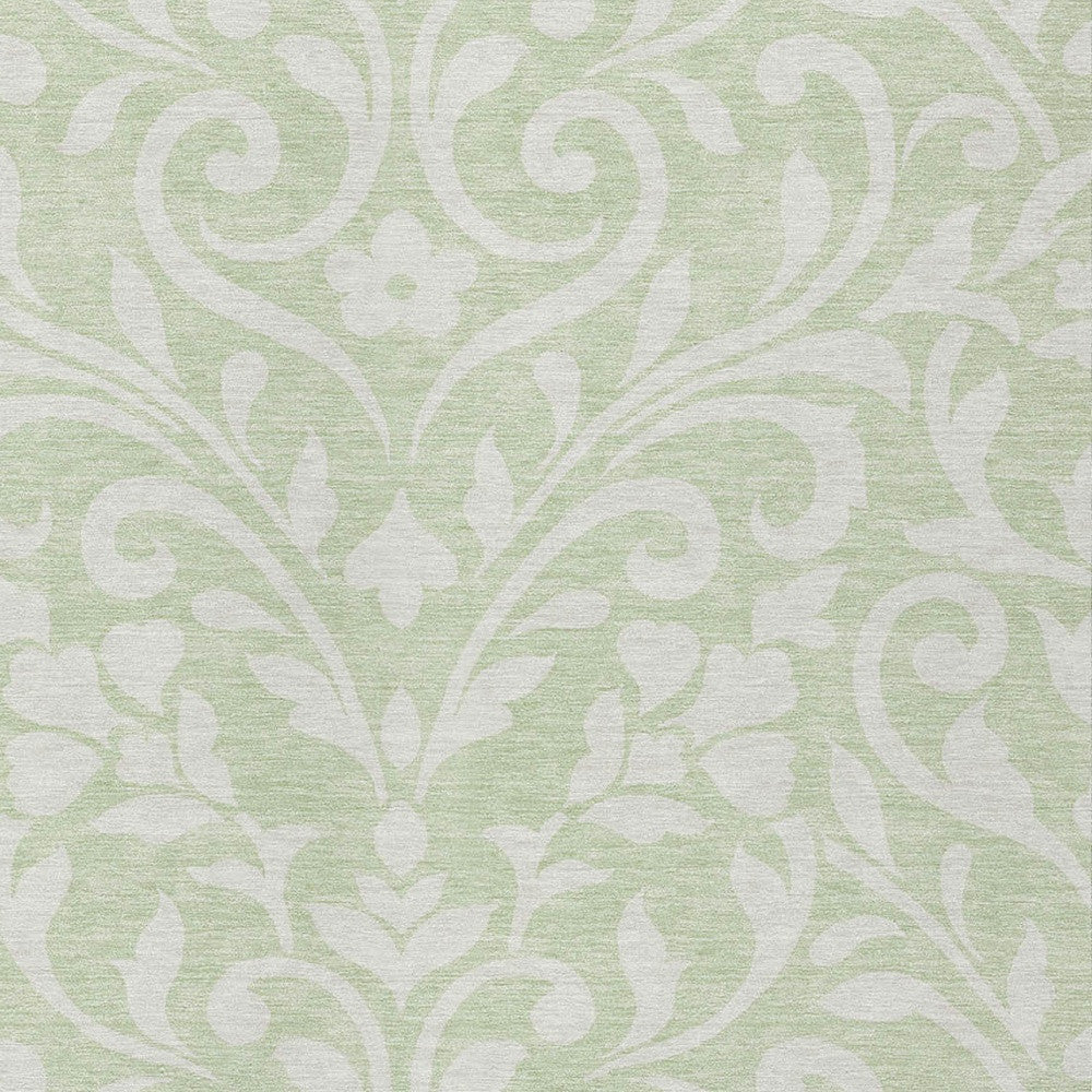 Tabselect Home Line 5' X 8' Artichoke Green And Ivory Floral Washable Indoor Outdoor Area Rug