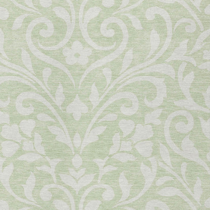 Tabselect Home Line 5' X 8' Artichoke Green And Ivory Floral Washable Indoor Outdoor Area Rug