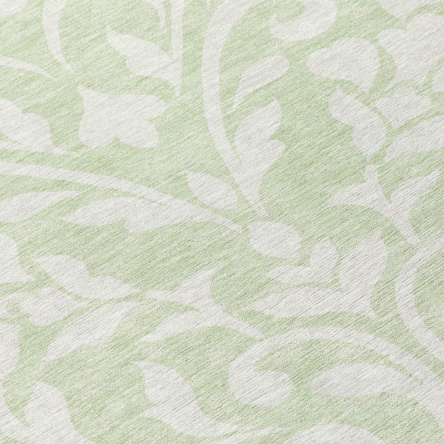 Tabselect Home Line 8' Artichoke Green And Ivory Round Floral Washable Indoor Outdoor Area Rug