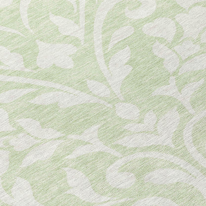 Tabselect Home Line 8' Artichoke Green And Ivory Round Floral Washable Indoor Outdoor Area Rug