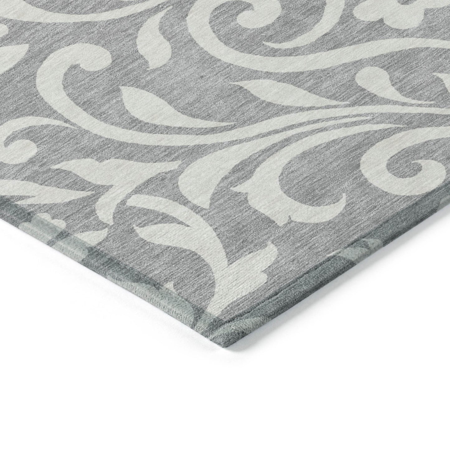 Tabselect Home Line 5' X 8' Gray And Ivory Floral Washable Indoor Outdoor Area Rug