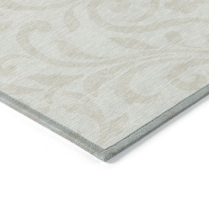 Tabselect Home Line 5' X 8' Ivory And Beige Floral Washable Indoor Outdoor Area Rug