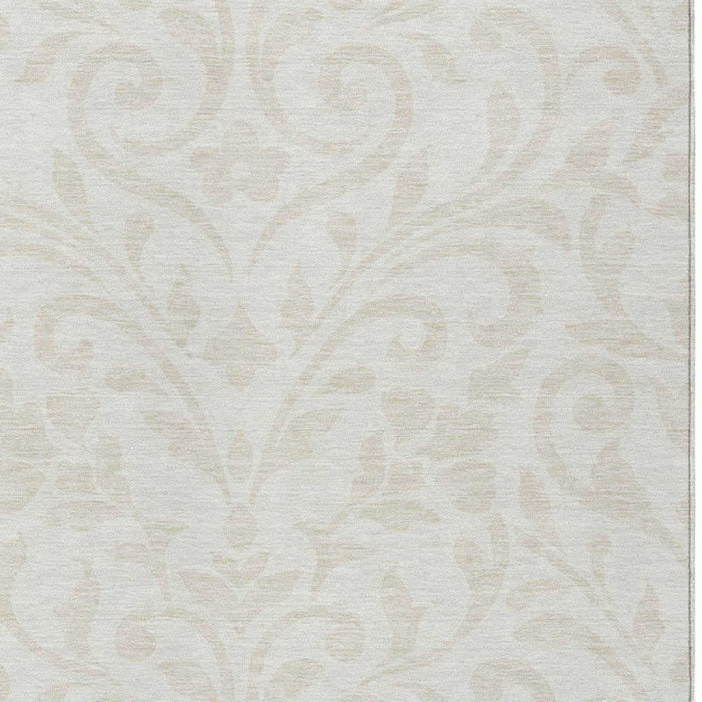 Tabselect Home Line 5' X 8' Ivory And Beige Floral Washable Indoor Outdoor Area Rug