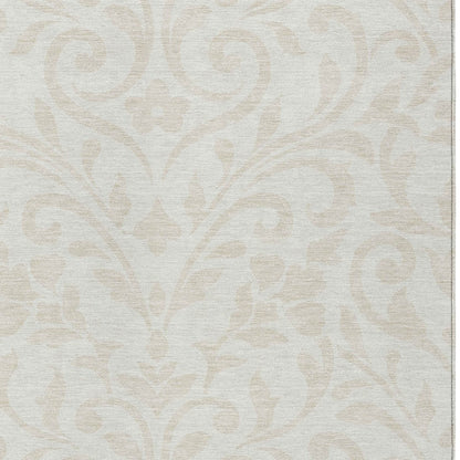 Tabselect Home Line 5' X 8' Ivory And Beige Floral Washable Indoor Outdoor Area Rug