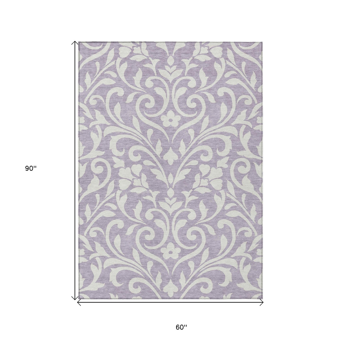 Tabselect Home Line 5' X 8' Lavender And Ivory Floral Washable Indoor Outdoor Area Rug