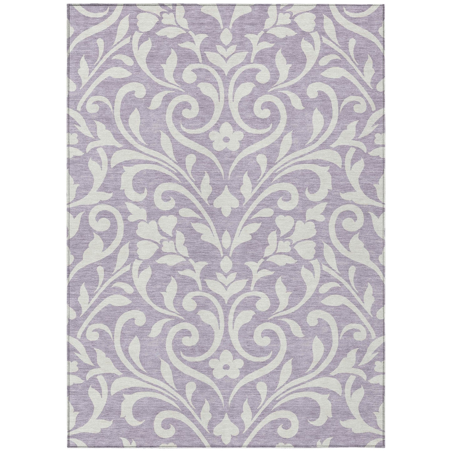Tabselect Home Line 5' X 8' Lavender And Ivory Floral Washable Indoor Outdoor Area Rug