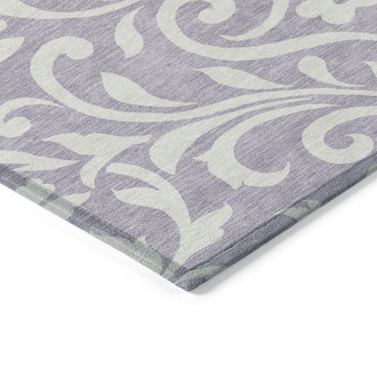 Tabselect Home Line 5' X 8' Lavender And Ivory Floral Washable Indoor Outdoor Area Rug