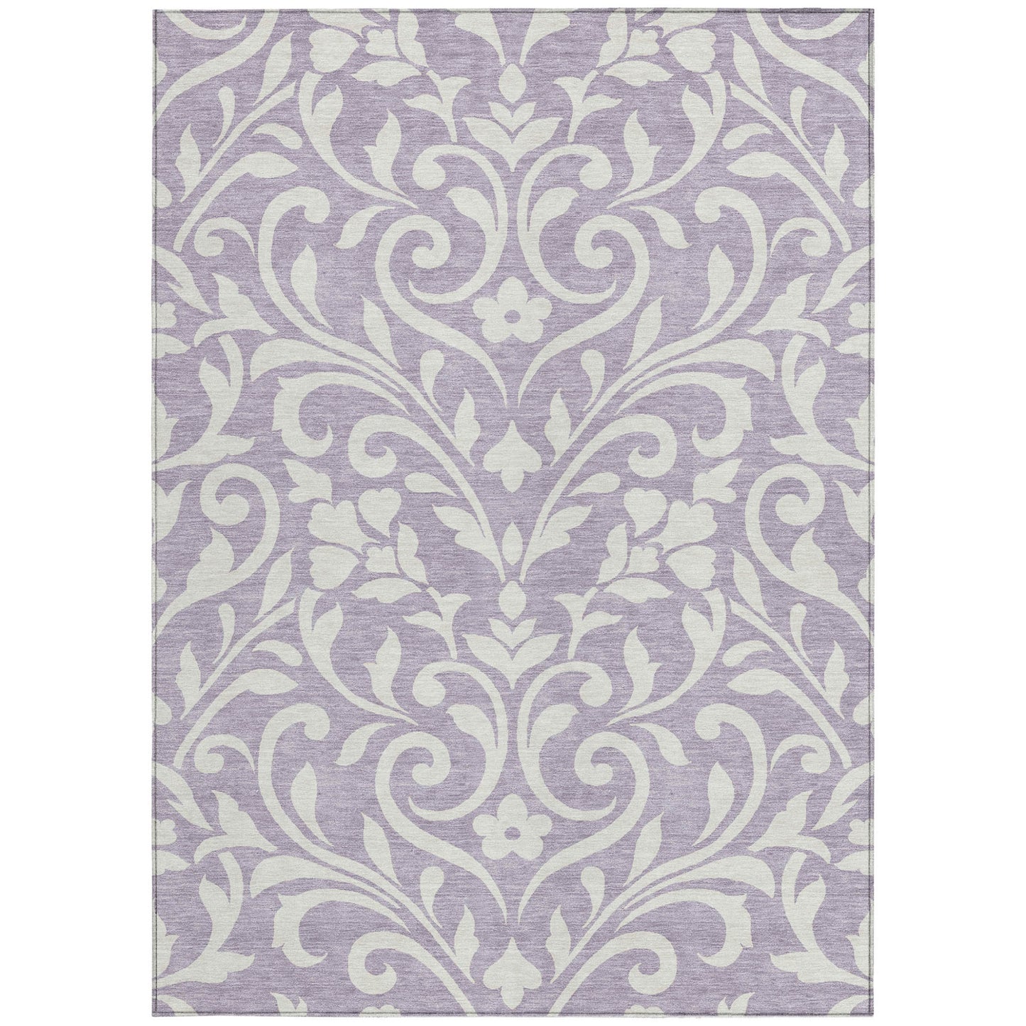 Tabselect Home Line 5' X 8' Lavender And Ivory Floral Washable Indoor Outdoor Area Rug