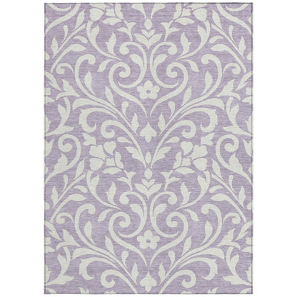 Tabselect Home Line 5' X 8' Lavender And Ivory Floral Washable Indoor Outdoor Area Rug
