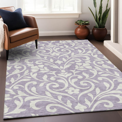 Tabselect Home Line 5' X 8' Lavender And Ivory Floral Washable Indoor Outdoor Area Rug