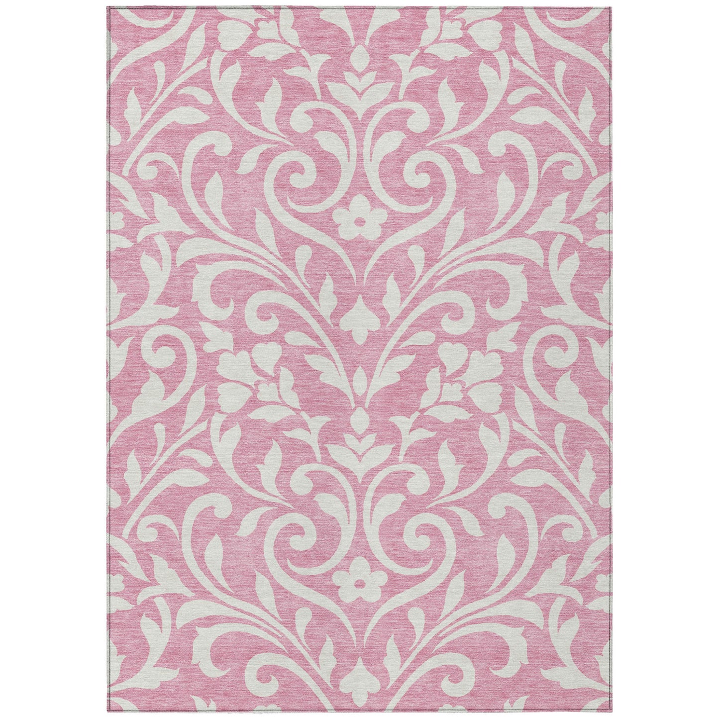 Tabselect Home Line 5' X 8' Pink And Ivory Floral Washable Indoor Outdoor Area Rug