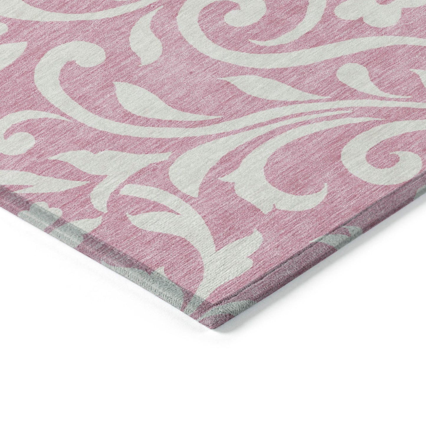 Tabselect Home Line 5' X 8' Pink And Ivory Floral Washable Indoor Outdoor Area Rug