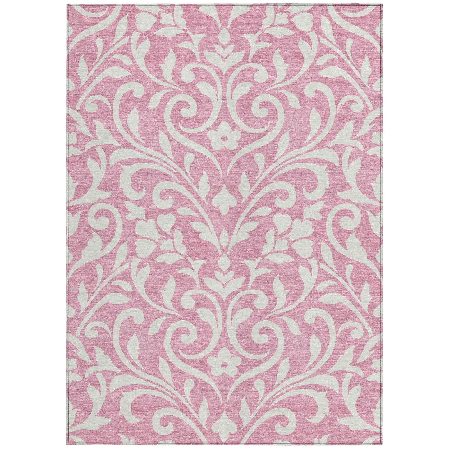 Tabselect Home Line 5' X 8' Pink And Ivory Floral Washable Indoor Outdoor Area Rug