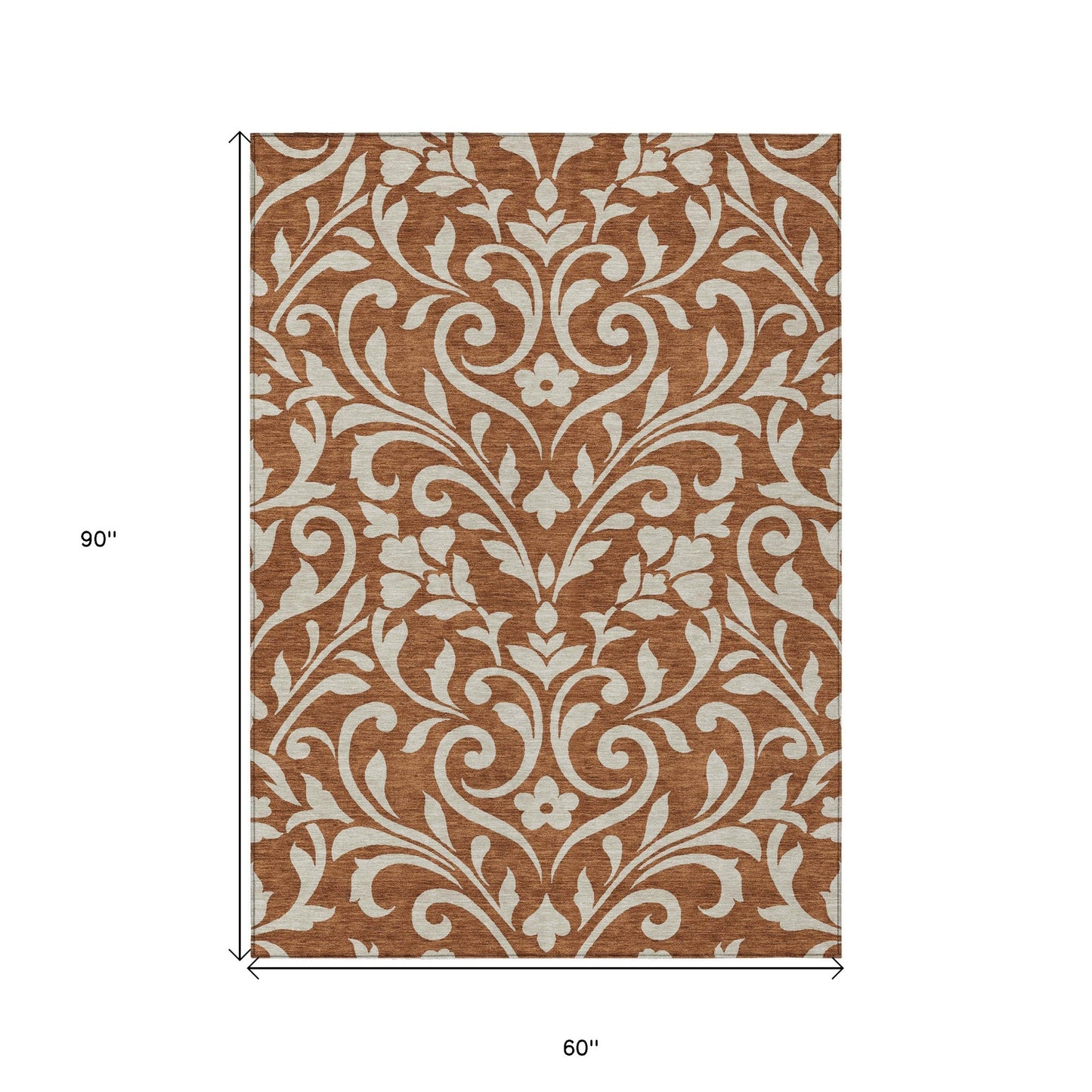 Tabselect Home Line 5' X 8' Brown And Beige Floral Washable Indoor Outdoor Area Rug