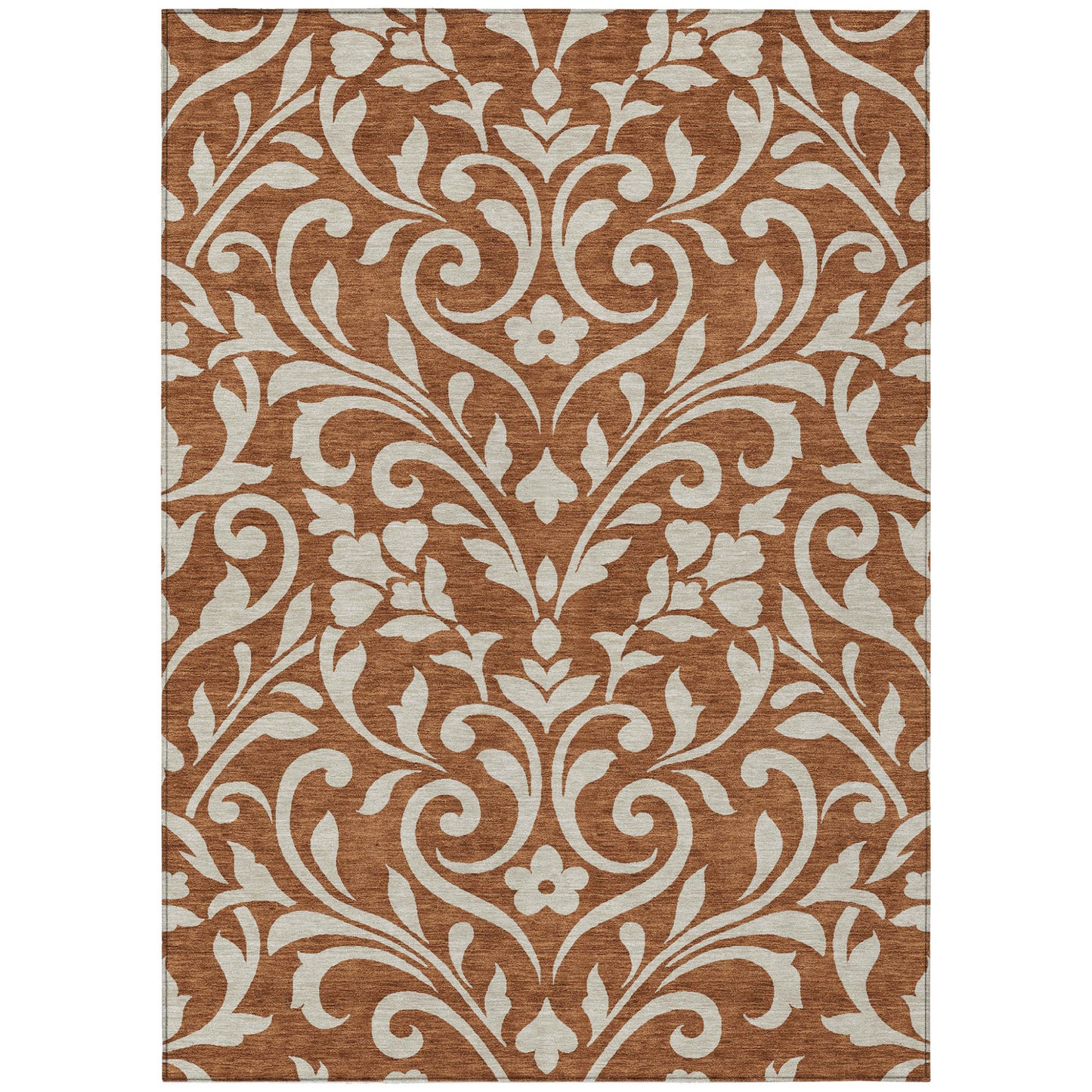 Tabselect Home Line 5' X 8' Brown And Beige Floral Washable Indoor Outdoor Area Rug