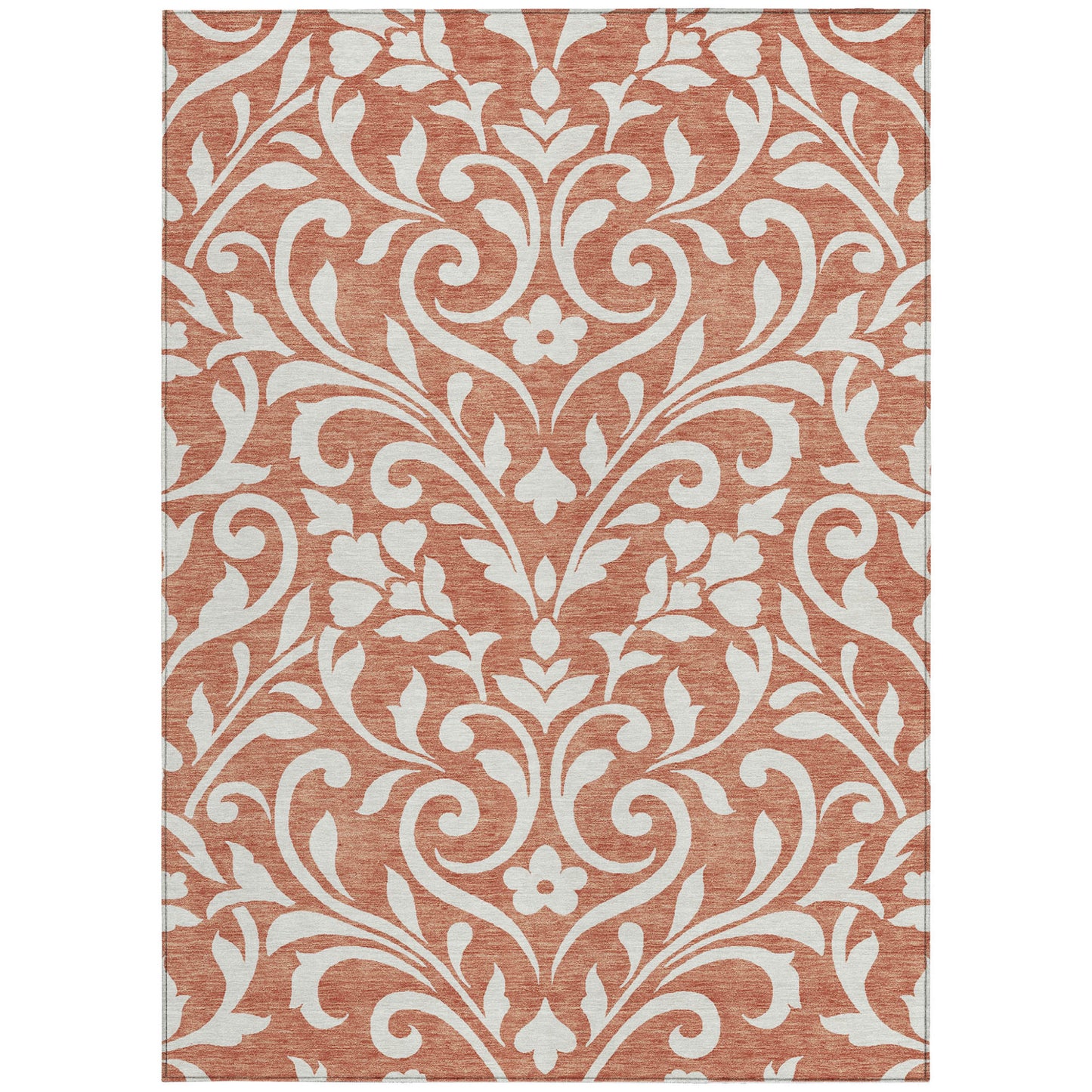 Tabselect Home Line 5' X 8' Salmon And Ivory Floral Washable Indoor Outdoor Area Rug