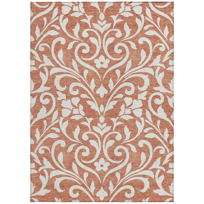 Tabselect Home Line 5' X 8' Salmon And Ivory Floral Washable Indoor Outdoor Area Rug