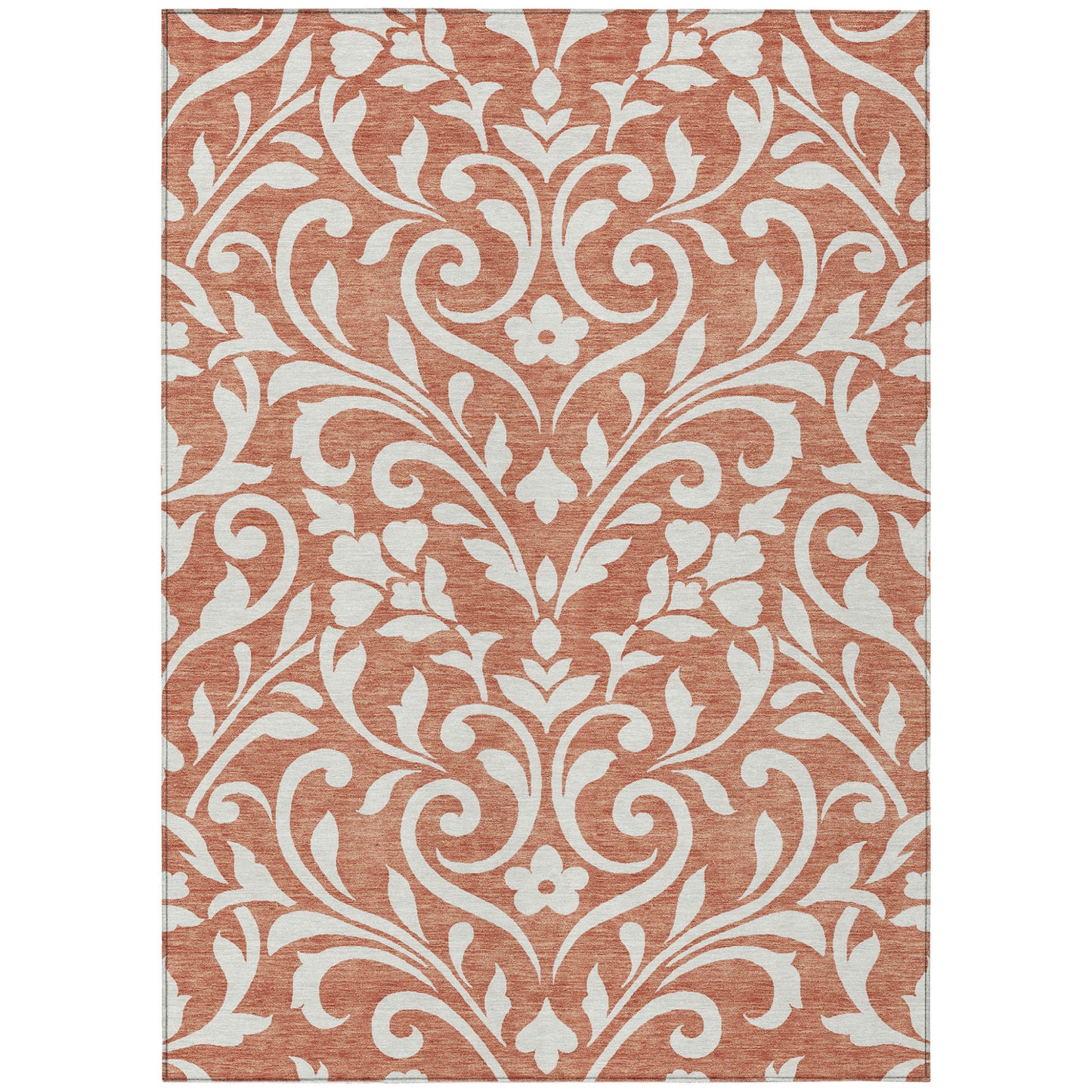 Tabselect Home Line 5' X 8' Salmon And Ivory Floral Washable Indoor Outdoor Area Rug