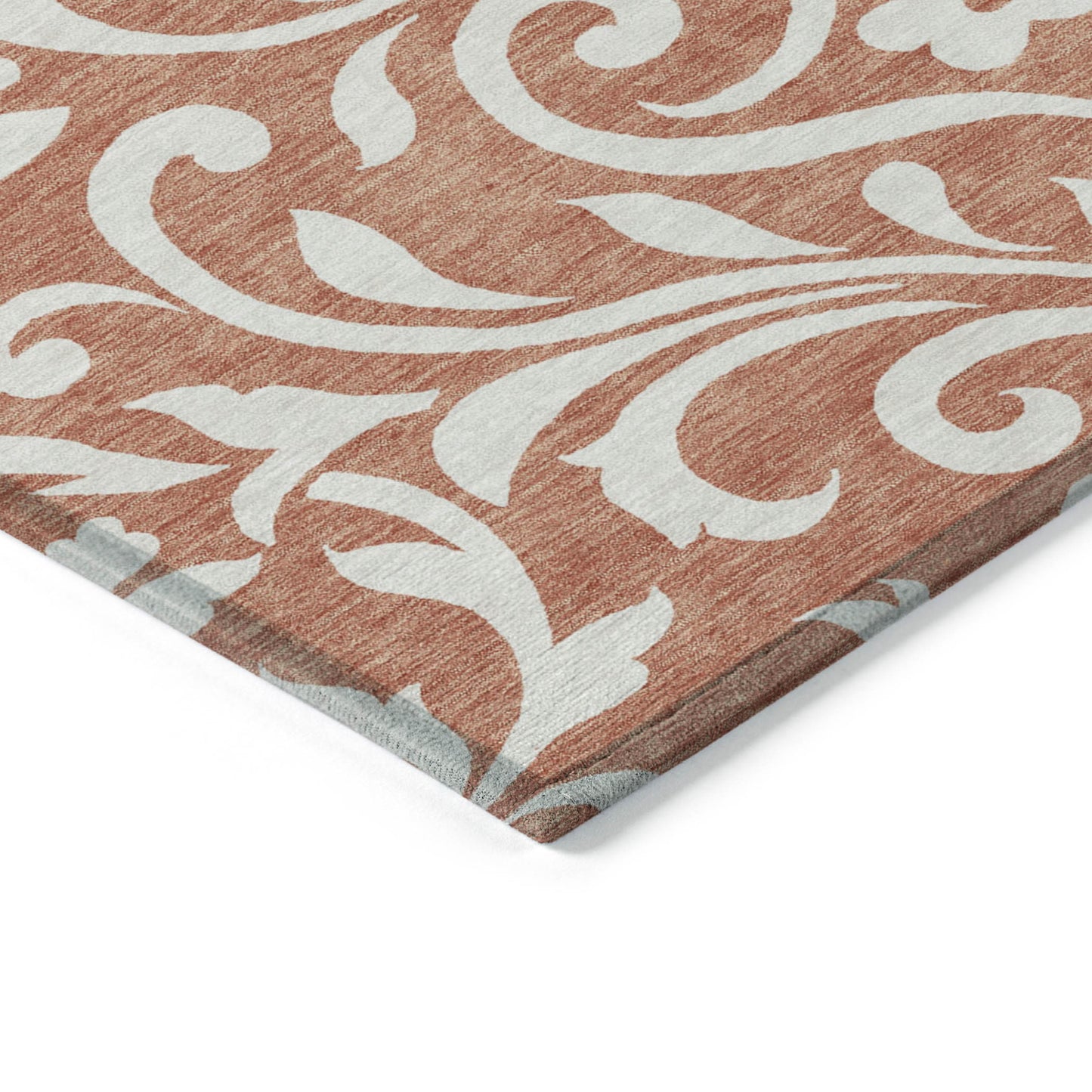 Tabselect Home Line 5' X 8' Salmon And Ivory Floral Washable Indoor Outdoor Area Rug