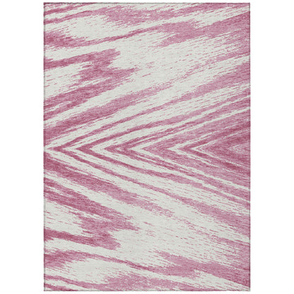 Tabselect Home Line 5' X 8' Blush And Ivory Abstract Washable Indoor Outdoor Area Rug