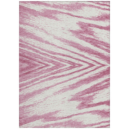 Tabselect Home Line 5' X 8' Blush And Ivory Abstract Washable Indoor Outdoor Area Rug