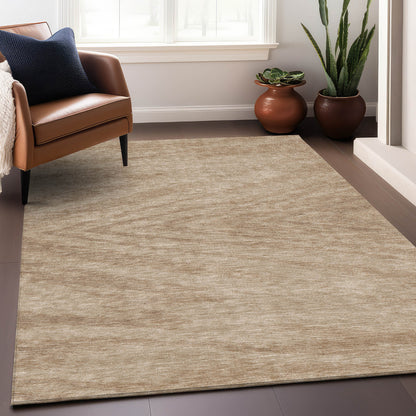 Tabselect Home Line 5' X 8' Khaki And Brown Abstract Washable Indoor Outdoor Area Rug