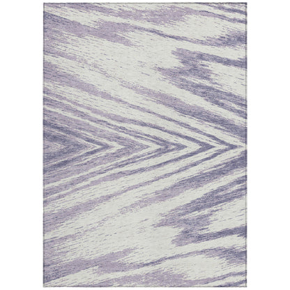 Tabselect Home Line 5' X 8' Lavender And Ivory Abstract Washable Indoor Outdoor Area Rug