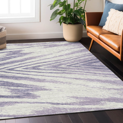 Tabselect Home Line 5' X 8' Lavender And Ivory Abstract Washable Indoor Outdoor Area Rug