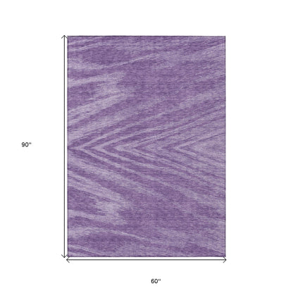 Tabselect Home Line 5' X 8' Purple And Ivory Abstract Washable Indoor Outdoor Area Rug