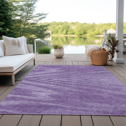 Tabselect Home Line 5' X 8' Purple And Ivory Abstract Washable Indoor Outdoor Area Rug