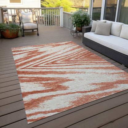 Tabselect Home Line 5' X 8' Salmon And Ivory Abstract Washable Indoor Outdoor Area Rug