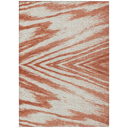 Tabselect Home Line 5' X 8' Salmon And Ivory Abstract Washable Indoor Outdoor Area Rug