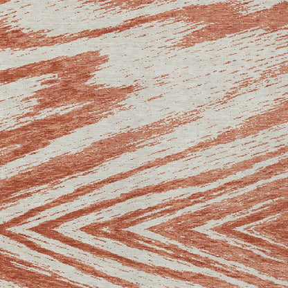 Tabselect Home Line 5' X 8' Salmon And Ivory Abstract Washable Indoor Outdoor Area Rug