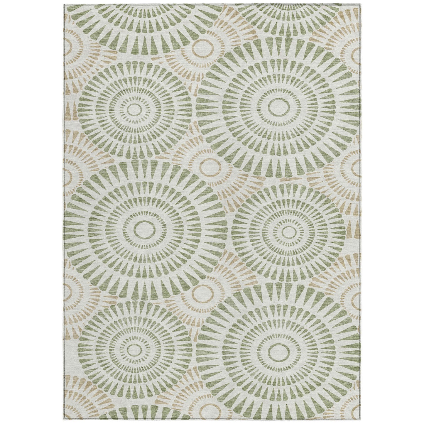 Tabselect Home Line 5' X 8' Artichoke Green Brown And Beige Geometric Washable Indoor Outdoor Area Rug