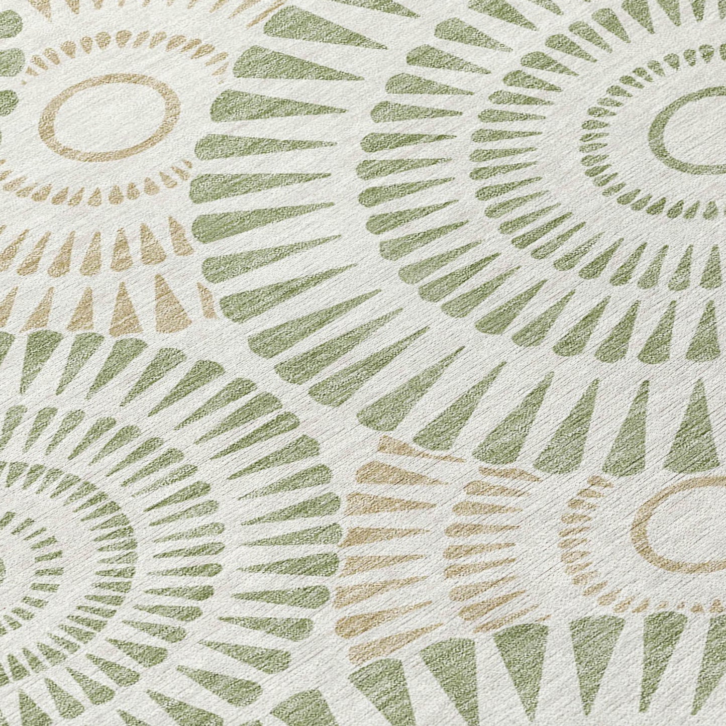 Tabselect Home Line 5' X 8' Artichoke Green Brown And Beige Geometric Washable Indoor Outdoor Area Rug