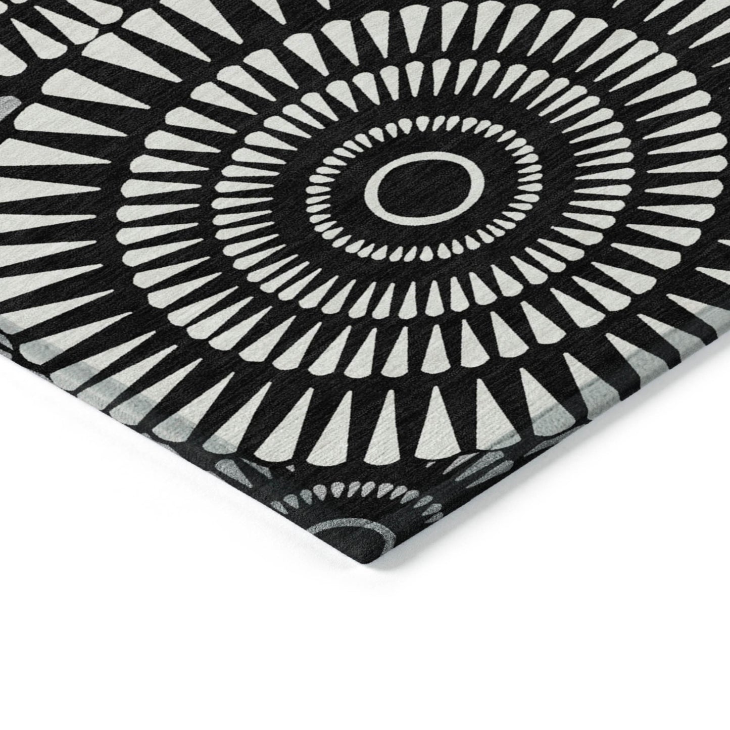 Tabselect Home Line 5' X 8' Black And Ivory Geometric Washable Indoor Outdoor Area Rug