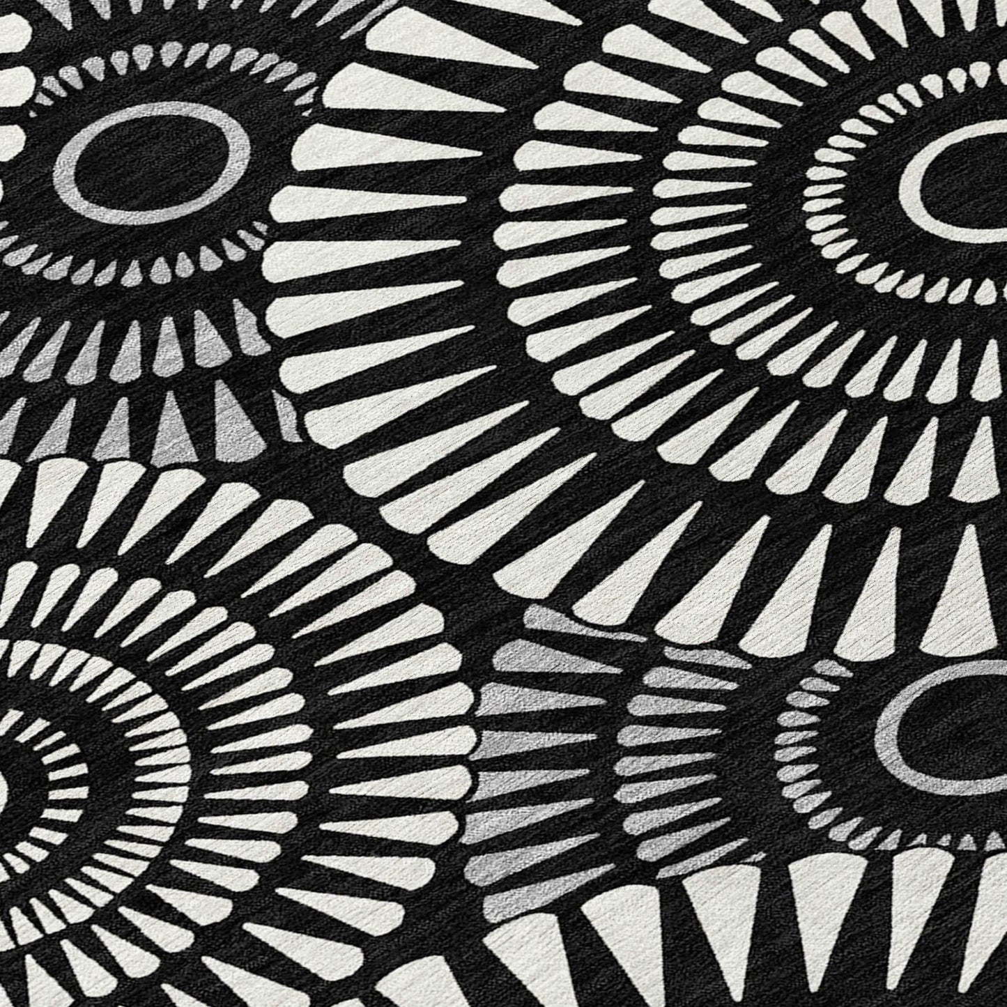 Tabselect Home Line 5' X 8' Black And Ivory Geometric Washable Indoor Outdoor Area Rug