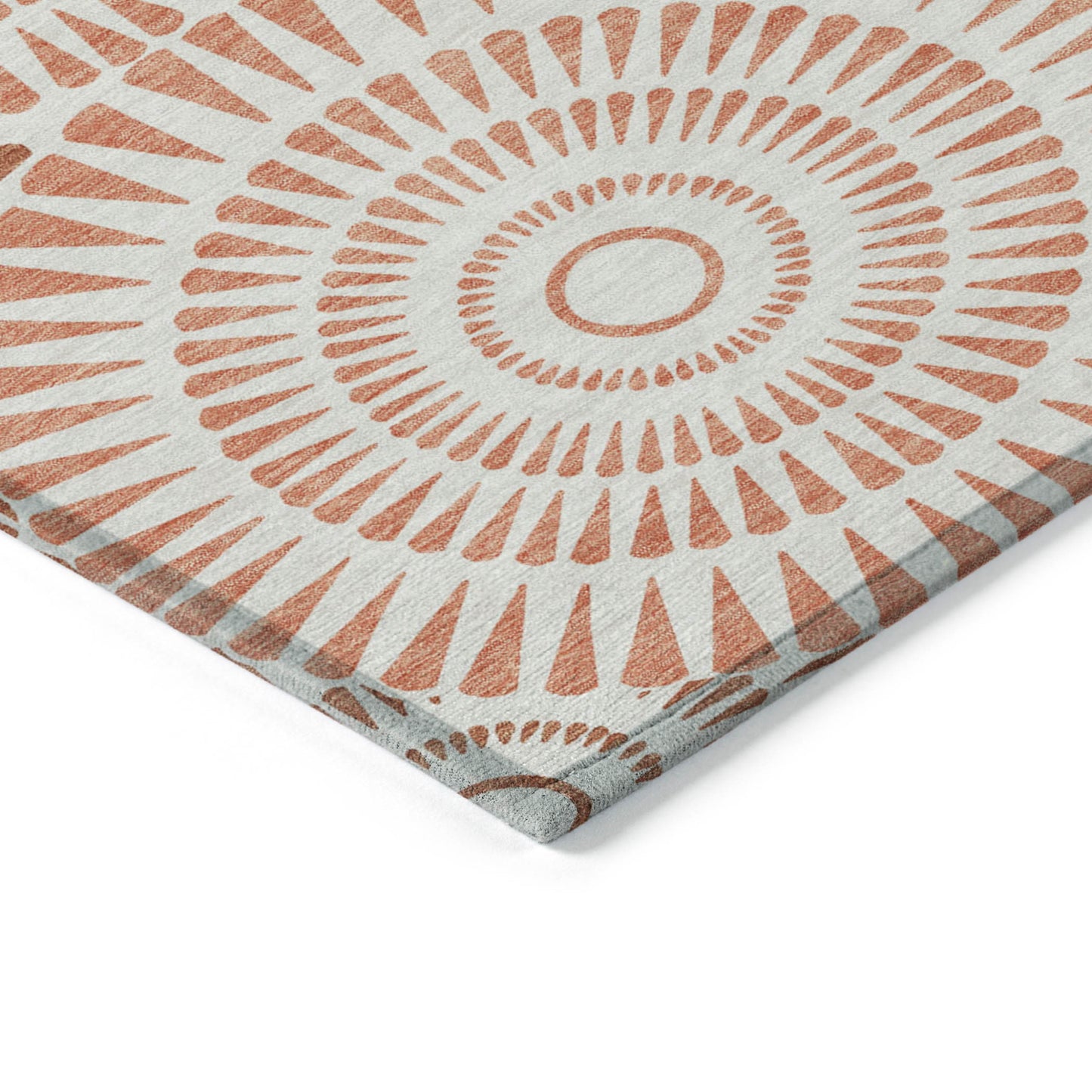 Tabselect Home Line 5' X 8' Coral And Ivory Geometric Washable Indoor Outdoor Area Rug