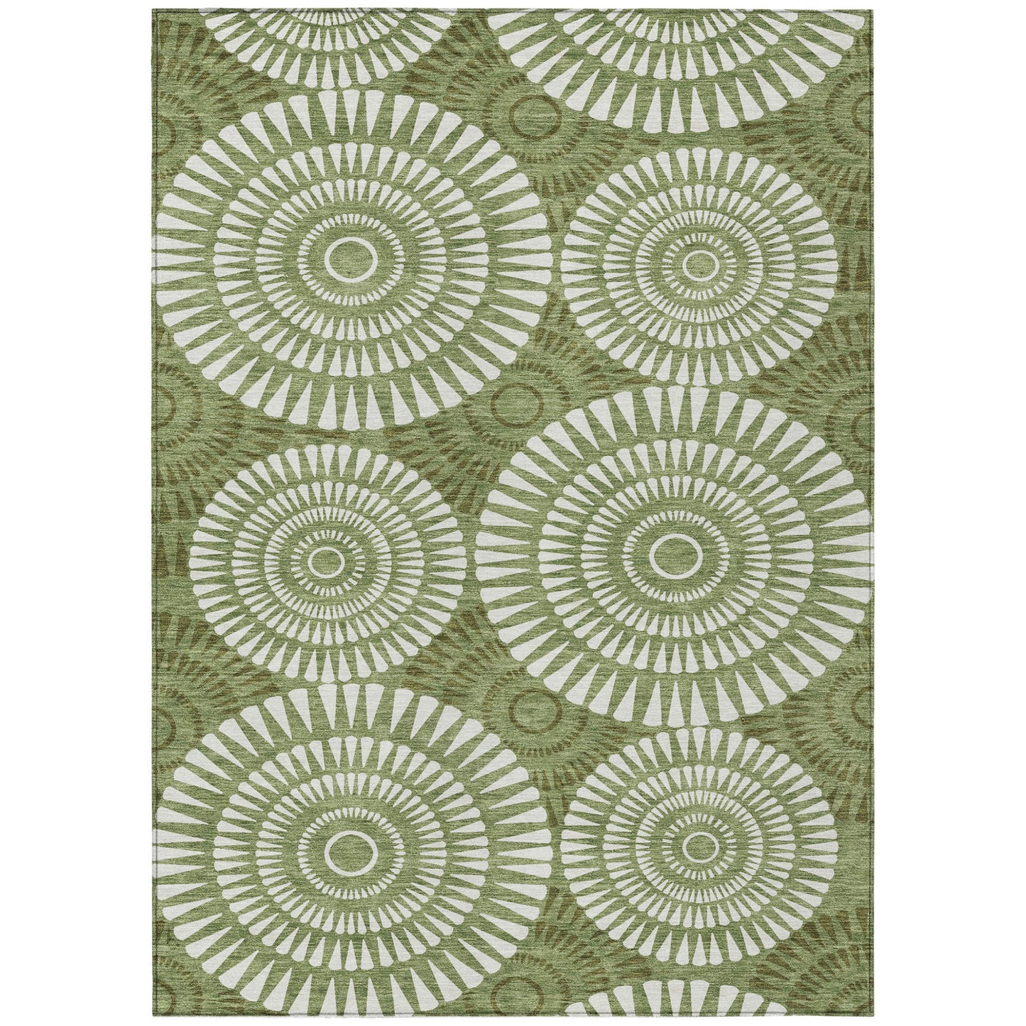 Tabselect Home Line 5' X 8' Green And Ivory Geometric Washable Indoor Outdoor Area Rug