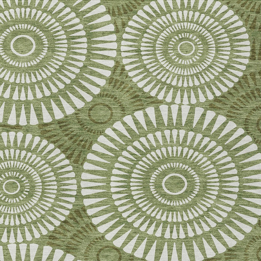Tabselect Home Line 5' X 8' Green And Ivory Geometric Washable Indoor Outdoor Area Rug